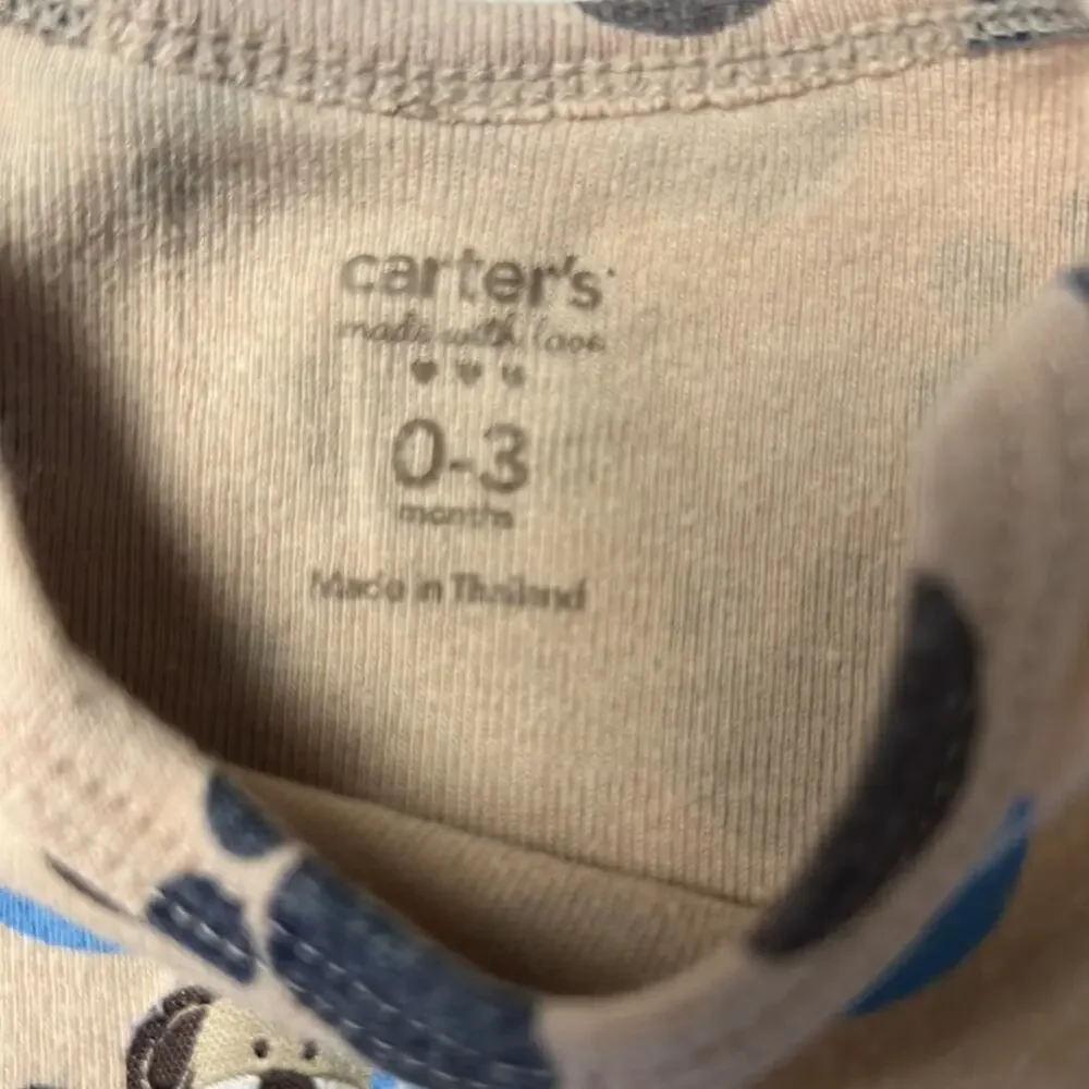 Carter's Baby Animal Paws Long Sleeve Crewneck One-piece Sz 0-3M
